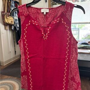 Lucky Brand Red Paisley Tank Top